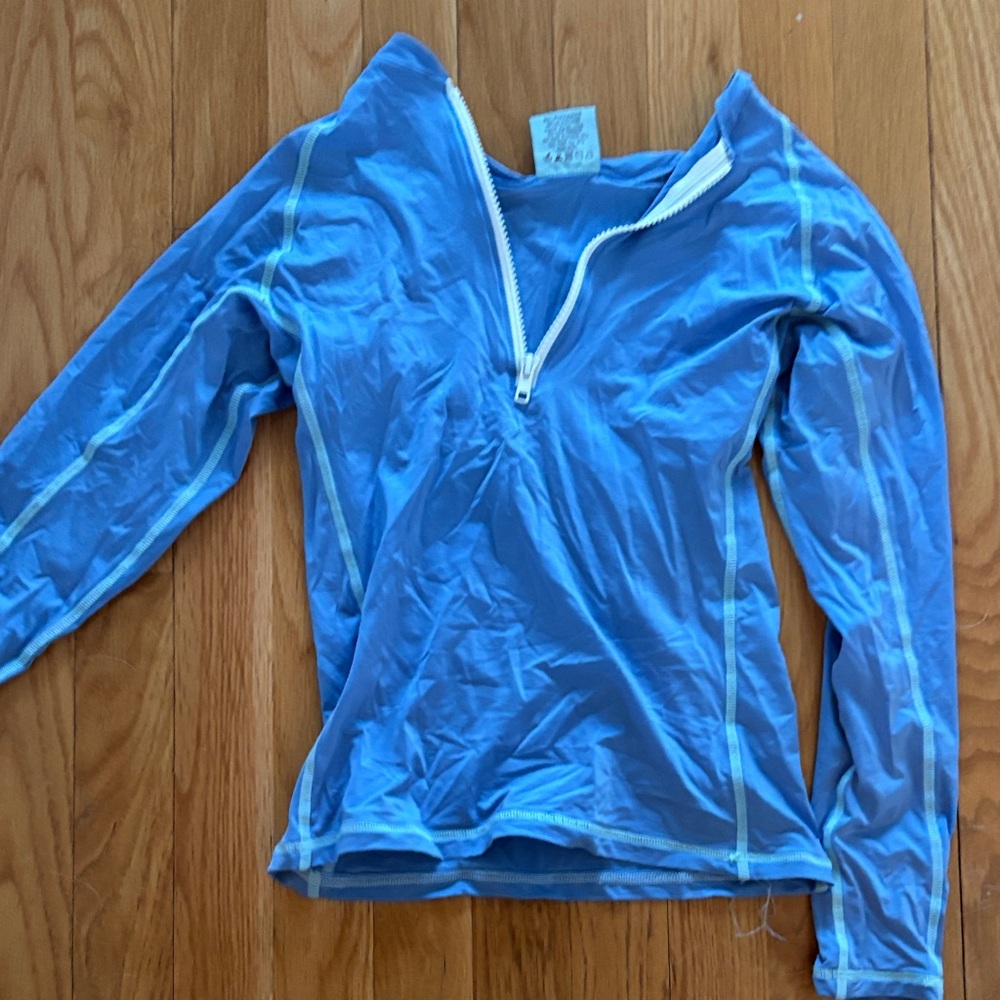 Letarte Blue Zip-Up Swim Top